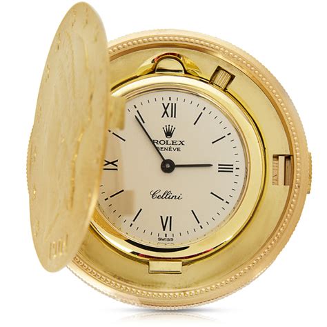 rolex 18k yellow gold twenty dollar coin watch|rolex cellini twenty dollar gold.